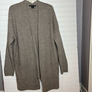 Tahari Taupe Open Front Long Cardigan Duster Size XL